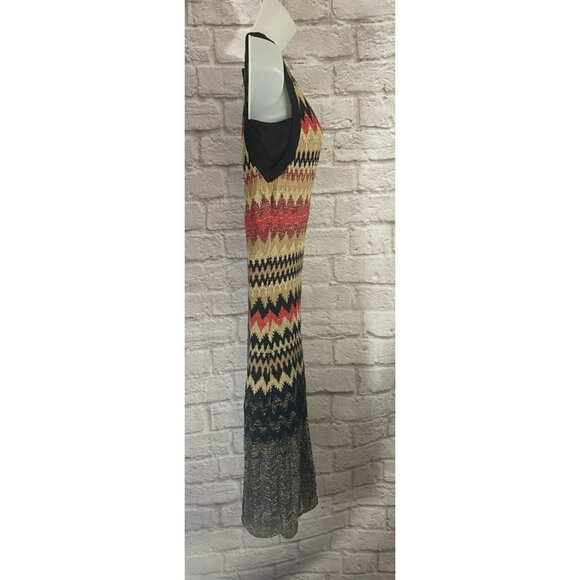 Boston Proper Small Metallic Midi Sweater Dress Stretch Woven Lined Zipper Back - Picture 2 of 10